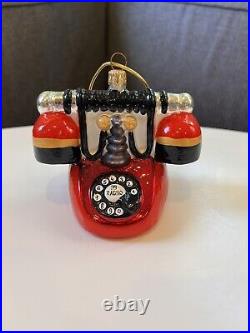 Rare 1999 Christopher Radko Rotary Phone Telephone Hand Blown Glass Ornament