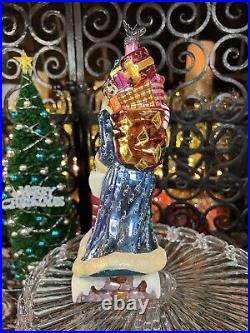 Rare BIG 9.5 RADKO20th AnniversaryROOFTOP SANTAGlass Christmas Ornament