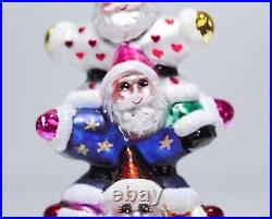 Rare CHRISTOPHER RADKO All Star Santas St. Nick Stack Christmas Ornament NIB