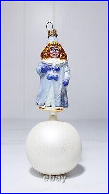 Rare CHRISTOPHER RADKO Blue Princess Girl on Ball Glass Christmas Ornament