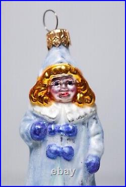 Rare CHRISTOPHER RADKO Blue Princess Girl on Ball Glass Christmas Ornament