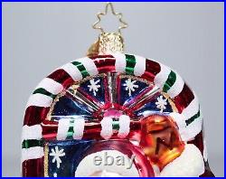 Rare CHRISTOPHER RADKO Candy Frame Santa Claus Glass Christmas Ornament with TAG
