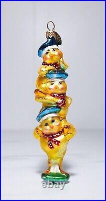 Rare CHRISTOPHER RADKO Chucky Chicky Sailor Stacked Ducklings Glass Ornament