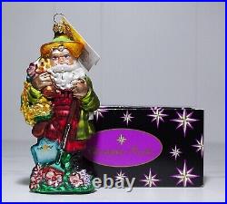 Rare CHRISTOPHER RADKO Flower Power Santa Glass Christmas Ornament NWT