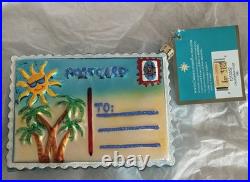 Rare! Christopher Radko California Post Postcard Christmas Ornament with Box
