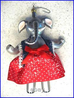 Rare Christopher Radko Elephant with Dress and Tusks Italy Christmas Ornament