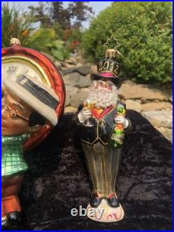Rare Christopher Radko Large Millennium Clock 1999 New Year Santa 2011 Ornaments