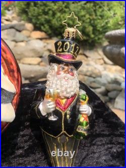 Rare Christopher Radko Large Millennium Clock 1999 New Year Santa 2011 Ornaments