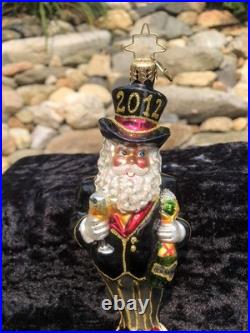 Rare Christopher Radko Large Millennium Clock 1999 New Year Santa 2011 Ornaments