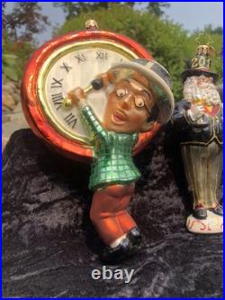 Rare Christopher Radko Large Millennium Clock 1999 New Year Santa 2011 Ornaments