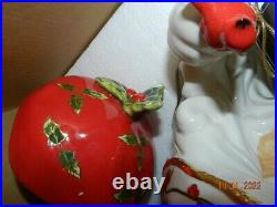 Rare Christopher Radko Santa Cardinal Centerpiece Cookie Jar HO HOLLY FILLED