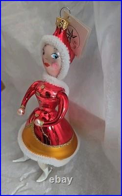 Rare Christopher Radko Sonja Honey Sparkling Red Ice Skater Ornament Italy