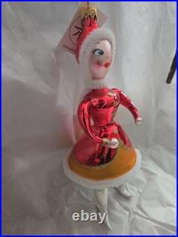 Rare Christopher Radko Sonja Honey Sparkling Red Ice Skater Ornament Italy