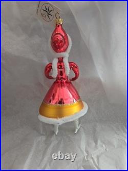 Rare Christopher Radko Sonja Honey Sparkling Red Ice Skater Ornament Italy
