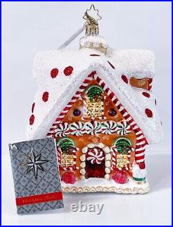 Rare Christopher Radko Tasty Tudor Gingerbread House Christmas Ornament withTag