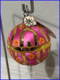 Rare Radko 20th Anniversary Tiffany Gem Pink Ornament