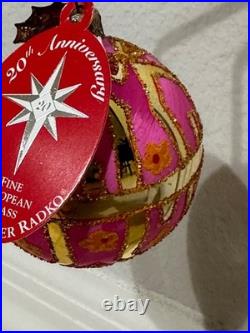 Rare Radko 20th Anniversary Tiffany Gem Pink Ornament
