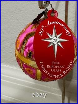 Rare Radko 20th Anniversary Tiffany Gem Pink Ornament
