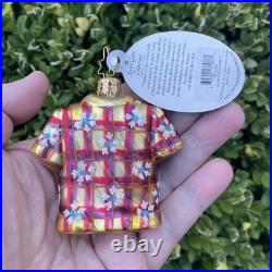 Rare Radko Little Gems Gold Aloha Hawaiian Shirt Christmas Ornament With Tag