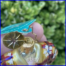 Rare Radko Little Gems Gold Aloha Hawaiian Shirt Christmas Ornament With Tag