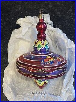 Rare VTG Christopher Radko Spin Top Space Ship Blown Glass Christmas Ornament 7