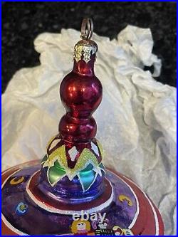 Rare VTG Christopher Radko Spin Top Space Ship Blown Glass Christmas Ornament 7