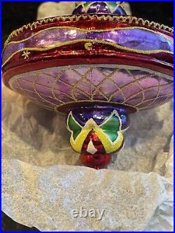 Rare VTG Christopher Radko Spin Top Space Ship Blown Glass Christmas Ornament 7