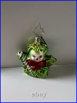 Rare Vintage Christopher Radko Holly Sprite Elf Glass Christmas Ornaments Pair