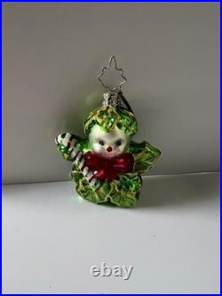 Rare Vintage Christopher Radko Holly Sprite Elf Glass Christmas Ornaments Pair