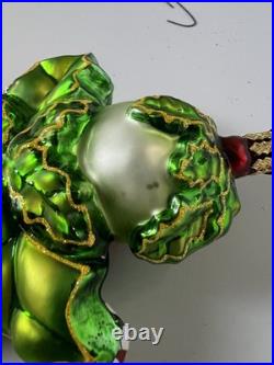Rare Vintage Christopher Radko Holly Sprite Elf Glass Christmas Ornaments Pair