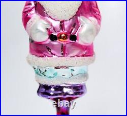 Rare Vintage Christopher Radko Pink Heartfelt Santa Glass Christmas Ornament