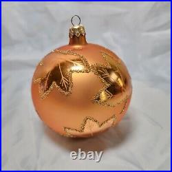 Rare Vintage Christopher Radko Rainbow Scarlett Ball Glass Ornament Maple Leaf