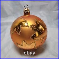 Rare Vintage Christopher Radko Rainbow Scarlett Ball Glass Ornament Maple Leaf