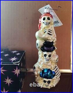 Retired 99' Christopher Radko 7.0 Skeleton Crew Skulls, Tag & original Box, NM