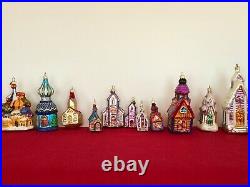 Retired Christopher Radko Chapel Group of 11 Hand Blown Ornaments