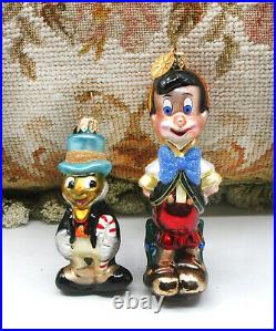 Retired Disney Christopher Radko Jiminy & Pinocchio Christmas Holiday Ornament