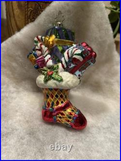 Set Of 6 Christopher Radko Glass Christmas Ornament MINT! Noah Nativity Stocking