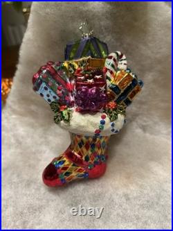 Set Of 6 Christopher Radko Glass Christmas Ornament MINT! Noah Nativity Stocking