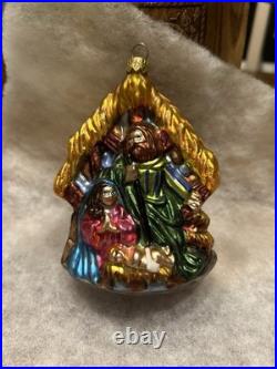 Set Of 6 Christopher Radko Glass Christmas Ornament MINT! Noah Nativity Stocking
