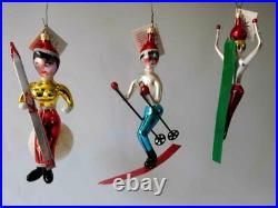 Set of 3 CHRISTOPHER RADKO Winter Olympic / Ski Competitors Ornament Italy