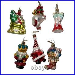 Set of 6 VTG Blown Glass Christopher Radko Christmas Ornaments with Tags Radko