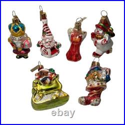 Set of 6 VTG Blown Glass Christopher Radko Christmas Ornaments with Tags Radko