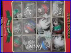 Shiny Brite Christopher Radko Glass Christmas Ornaments Lot Vintage 1940s Design