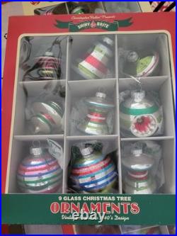 Shiny Brite Christopher Radko Glass Christmas Ornaments Lot Vintage 1940s Design
