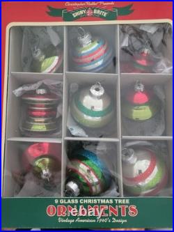 Shiny Brite Christopher Radko Glass Christmas Ornaments Lot Vintage 1940s Design
