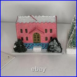 Shiny Brite Christopher Radko Glitter Putz Church Village House Lot 7 Christmas