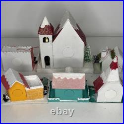 Shiny Brite Christopher Radko Glitter Putz Church Village House Lot 7 Christmas
