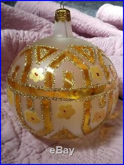 Signed 89-044-1 Christopher Radko Tiffany Gold Christmas Ornament 4.5