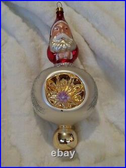 Signed 92-102-0 Christopher Radko Two Sided Santa Reflector Christmas Ornament