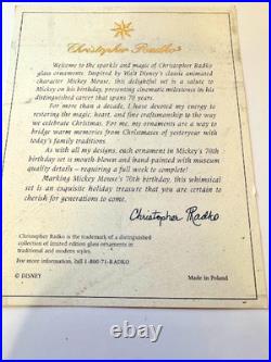 Sweet Christopher Radko Disney Mickey Mouse 70 Happy Years Set of 5 Ornaments